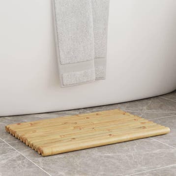 vidaXL Badmatten 2 st 50x35 cm bamboe, Verzenden, Nieuw, Bruin