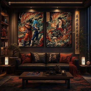 daveY - DIPTYCH ANIME UKIYO-E: MONKEY D. LUFFY & GOKU /, Nieuw