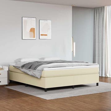 vidaXL Boxspring bed kunstleer crèmekleurig 180x200 cm, Huis en Inrichting, Slaapkamer | Bedden, Overige materialen, Eenpersoons
