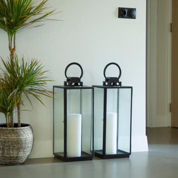 Set van 2 Michigan Windlicht Zwart Large Tuinaccessoires, Verzenden, Nieuw