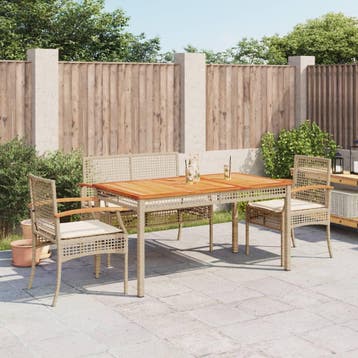 vidaXL 4-delige Tuinset met kussens poly rattan beige, Verzenden, Nieuw, 4 zitplaatsen, Tuinset