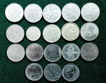 Rusland, Sovjet-Unie (USSR) Set of 18 coins: 1 Roubles XX