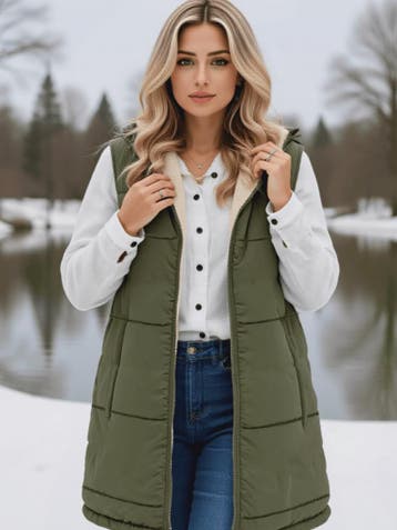 Dames Winter Vest met Capuchon - Fleece Gevoerd Katoen, Kleding | Dames, Bodywarmers, Verzenden, Nieuw
