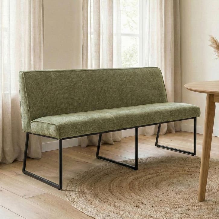 *WOONWINKEL* Eetkamerbank Groen 150cm, Huis en Inrichting, Banken | Bankstellen, Nieuw, Stof, Verzenden