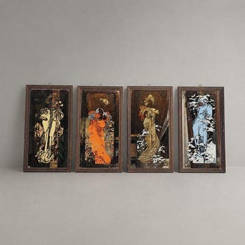 Alphonse Mucha - Spiegel (4) - Glas, Hout - Le Quattro