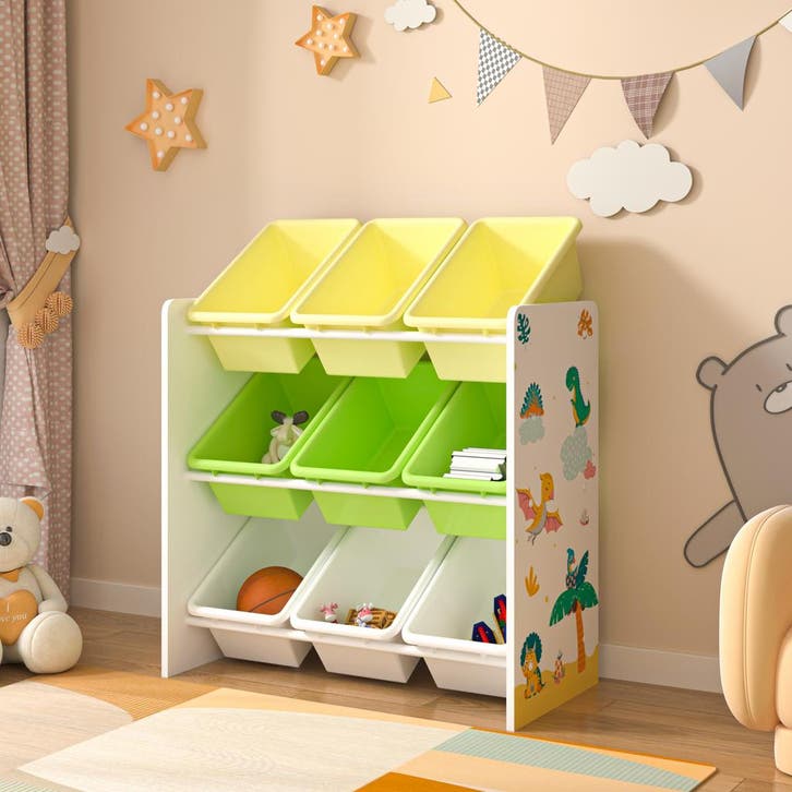 [en.casa] Kinderrek Muxía speelgoedkast 60x62x26,5 cm dinosa, Kinderen en Baby's, Kinderkamer | Overige Meubels, Verzenden