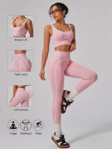 Dames Yoga Set: Seamless Crop Top & Hoge Taille Legging - 2-, Verzenden, Nieuw