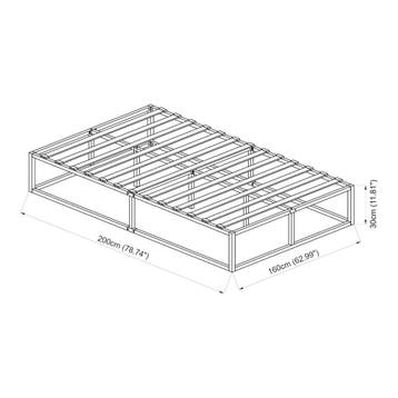 Stalen bedframe met bedbodem en matras 160x200 zwart, Verzenden, Nieuw