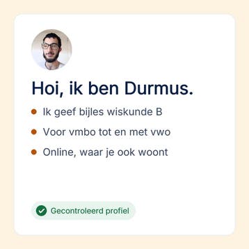 Wiskunde B bijles online voor vmbo tot en met vwo, Privéles, Bijles