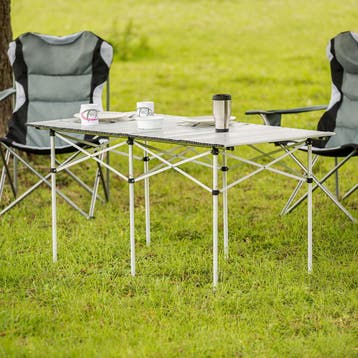 Aluminium campingklaptafel incl. tas 140x70x70 cm - grijs, Caravans en Kamperen, Verzenden, Nieuw