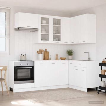 vidaXL Keuken Eenheid LYON 8 st Wit Bewerkt hout, Verzenden, Nieuw, Wit