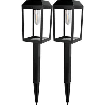 Benson Tuinlamp solar 50 cm zwart set van 2 met filamentv..., Ophalen of Verzenden, Nieuw