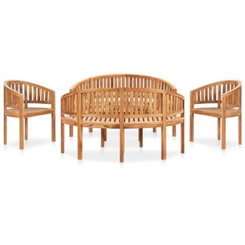vidaXL 5-delige Loungeset banaanvormig massief teakhout, Verzenden, Nieuw, Teakhout, Loungeset
