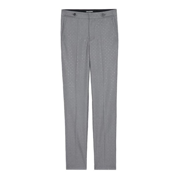 Zadig & Voltaire • grijze pantalon Panny strass • 32 (FR34), Kleding | Dames, Broeken en Pantalons, Grijs, Nieuw, Maat 34 (XS) of kleiner