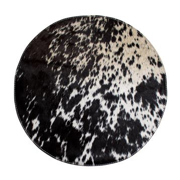 placemat koehuid rond zwart/wit Ø38cm, Verzenden, Nieuw