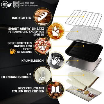 Vrijstaande oven - Hetelucht oven - 18 Liter - 1300W - Zwart, Verzenden, Zo goed als nieuw