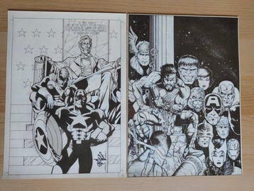 The Avengers, Captain America - 2 Lithografie - Clásicos, Nieuw