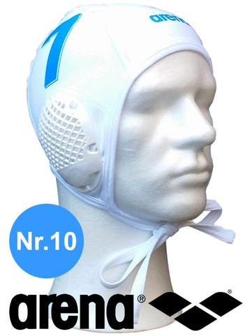 Arena waterpolo cap (size m/l) wit nummer 10, Nieuw