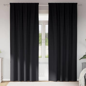 vidaXL Zwart-out Gordijnen met Ringen 2 st Zwart 245 x 140, Verzenden, Nieuw, Zwart