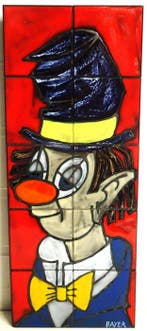 sculptuur, tegeltableau, clown - 50 cm - Keramiek - 1960, Antiek en Kunst