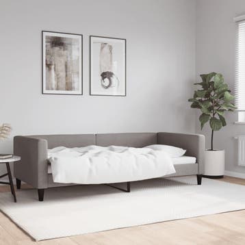 vidaXL Slaapbank 90x200 cm stof taupe, 90 cm, Eenpersoons, Verzenden, Nieuw