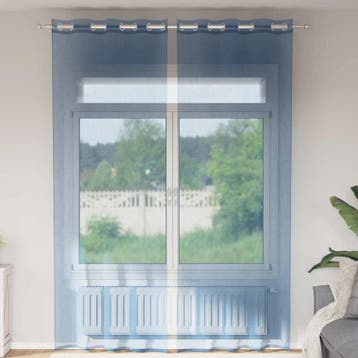 vidaXL Gordijnen voile met doorvoertules 2 st koningsblauw, Verzenden, Nieuw, Blauw