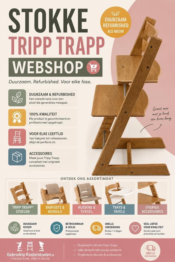 -25% GEBRUIKTEKINDERSTOELEN.NL Tripp Trapp Trip trap Stokke, Kinderen en Baby's, Kinderstoelen, Meegroeistoel, Zo goed als nieuw
