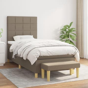vidaXL Boxspring met matras stof taupe 90x190 cm, 90 cm, Eenpersoons, Verzenden, Nieuw