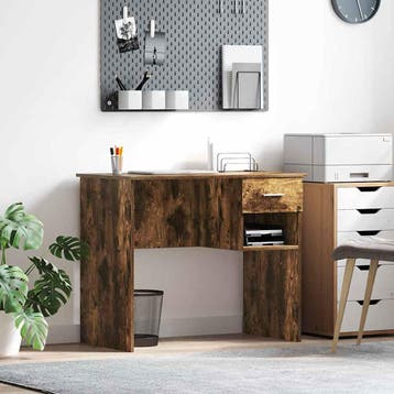 vidaXL Bureau Gerookt eiken 90 x 49 x 75 cm Bewerkt hout, Verzenden, Nieuw