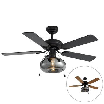 Plafondventilator zwart 107.5cm met trekschakelaar -, Verzenden, Nieuw, Art Deco