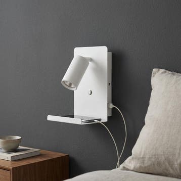 LED Wandlamp - Bedlamp met plateau | Incl. USB | Wit, Ophalen of Verzenden, Nieuw