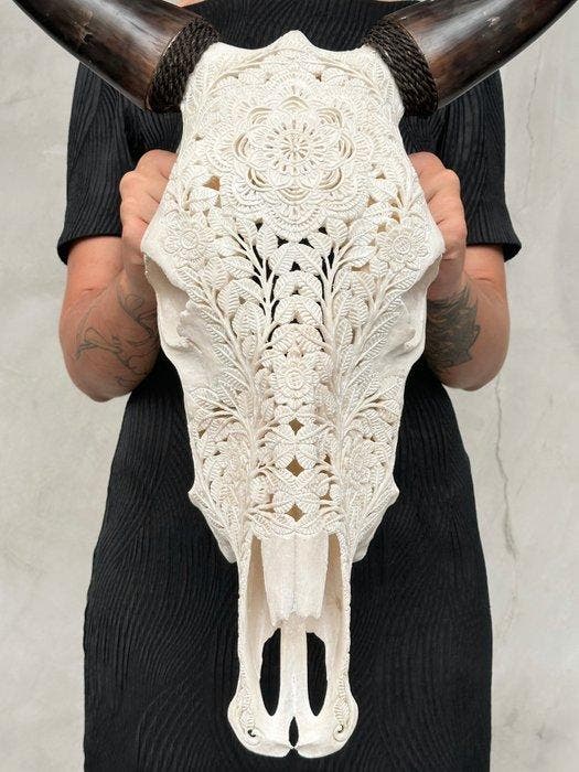 GEEN RESERVE - Authentieke grote witte handgesneden, Antiek en Kunst, Kunst | Designobjecten