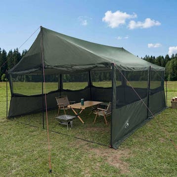 vidaXL Gezinstent Leger groen 600 x 400 x 268 cm Polyester, Caravans en Kamperen, Tenten, Verzenden, Nieuw, Tot en met 2
