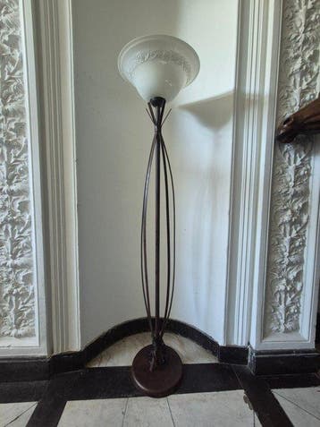 Lamp - Aluminium - Deckenfluter-vloerlamp – Metaal en glas, Antiek en Kunst