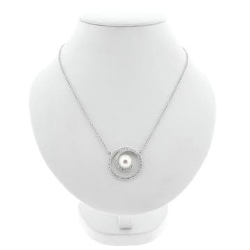 Witgouden collier met Tahiti parel en diamanten; 0,80 ct., Gebruikt, Ophalen of Verzenden, Met edelsteen, Goud