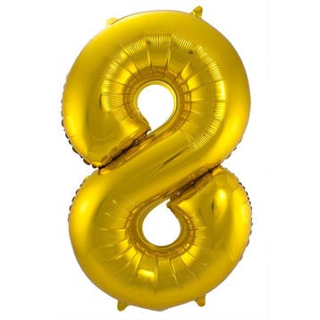 Folie Ballon cijfer 8 goud 86 cm, Verzenden, Nieuw, Versiering, Verjaardag