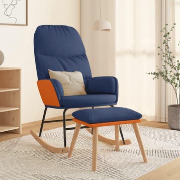 vidaXL Schommelstoel met voetenbank stof blauw, Verzenden, Nieuw