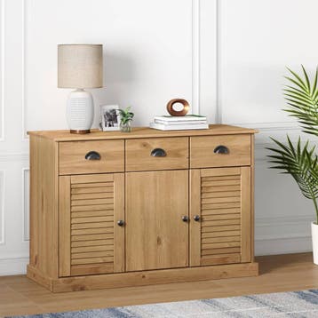 vidaXL Dressoir met lades VIGO 113x40x75 cm massief, Huis en Inrichting, Kasten | Dressoirs, 100 tot 150 cm, Verzenden, Nieuw