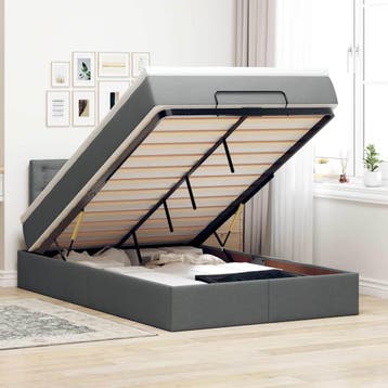 vidaXL Bed met matras 120x200 cm stof donkergrijs, Verzenden, Nieuw, Twijfelaar, 120 cm