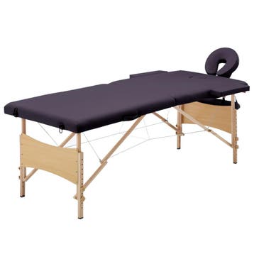 vidaXL Massagetafel inklapbaar 2 zones hout paars, Sport en Fitness, Verzenden, Nieuw