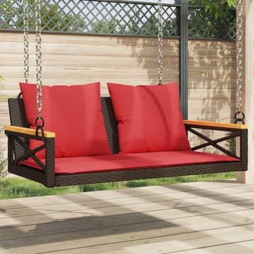 vidaXL Schommelbank met kussens 109x62x40 cm poly rattan, Tuin en Terras, Tuinbanken, Verzenden, Nieuw