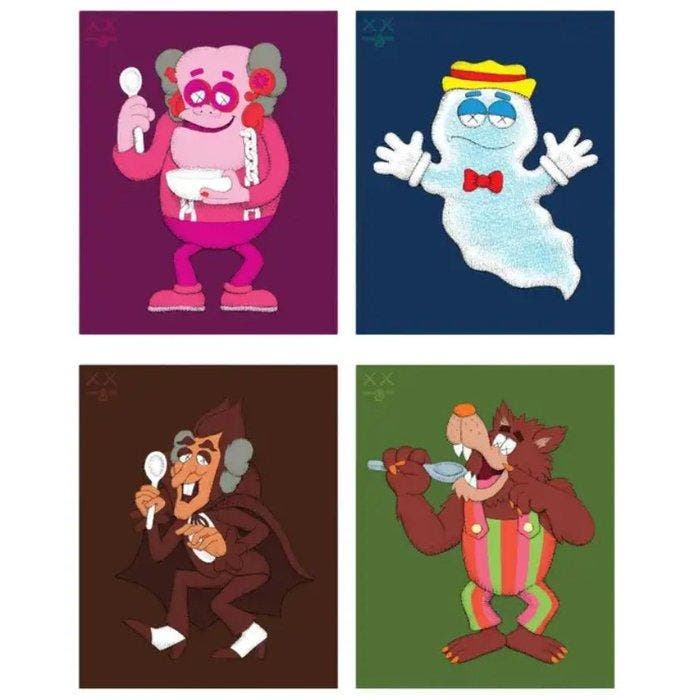Kaws (1974) - General Mills Monster Posters, Antiek en Kunst, Kunst | Designobjecten