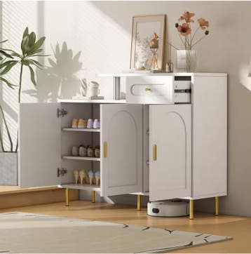 Moderne Dressoir- en Schoenenkast – 1 Lade en 3 Deuren Wit, Huis en Inrichting, Kasten | Schoenenkasten, Verzenden, Nieuw