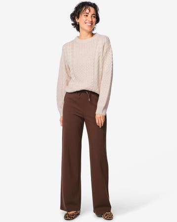 HEMA Damesbroek Wendy wide fit jersey bruin, Verzenden, Nieuw