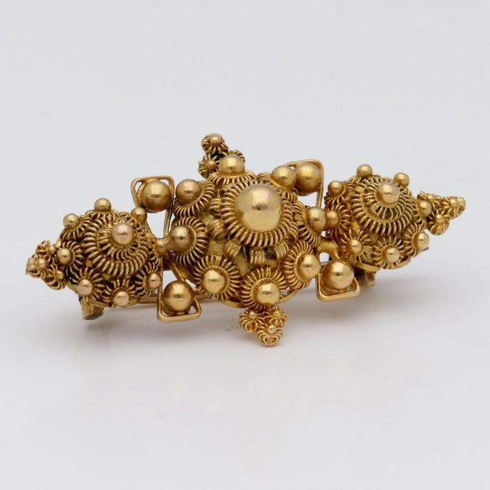 Broche - 14 karaat Geel goud, Sieraden, Tassen en Uiterlijk, Antieke sieraden