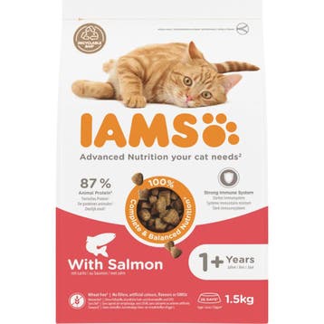 4x IAMS Kat Adult Zalm 1,5 kg, Verzenden, Nieuw