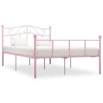 vidaXL Bedframe metaal roze 160x200 cm, Huis en Inrichting, Verzenden, 200 cm, Metaal, 160 cm
