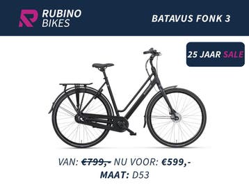 Batavus Fonk 3 Stadsfiets | 25%/€200 Korting | D53 | NIEUW, Fietsen en Brommers, Fietsen | Dames | Damesfietsen, Ophalen, 53 tot 56 cm