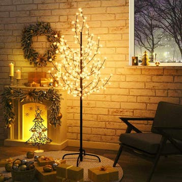 vidaXL Boom kersenbloesem 200 LEDs warmwit 180 cm, Verzenden, Nieuw