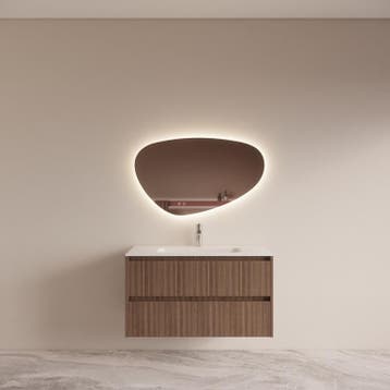 Badmeubelset BWS Riga Met Asia Wastafel Wit 100 cm Donker, Ophalen of Verzenden, Nieuw, Bad